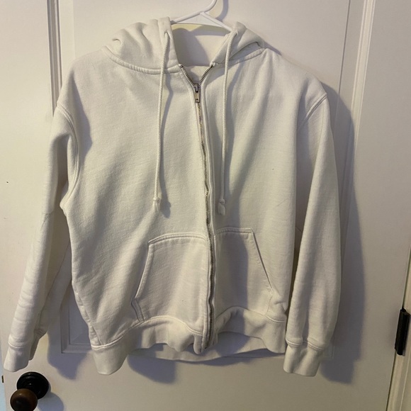 Brandy Melville Jackets & Blazers - White brandy melville Carla zip up hoodie